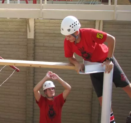 Cadet climbing in the Leadership Reaction Course