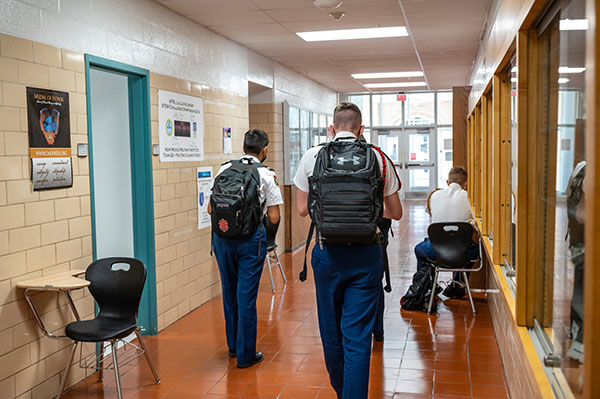 Students walking in the hallway
